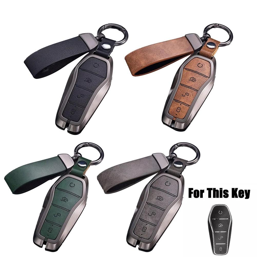 Sophisticated Design Zinc Alloy And Leather Car Key Cover for BYD For Tang