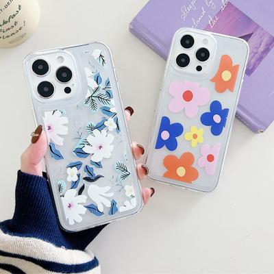 Blumenklare Telefonhülle für iPhone 15 14 Plus 13 12 11 Pro Max Stoßfeste Silikon-weiche TPU-Rückseite