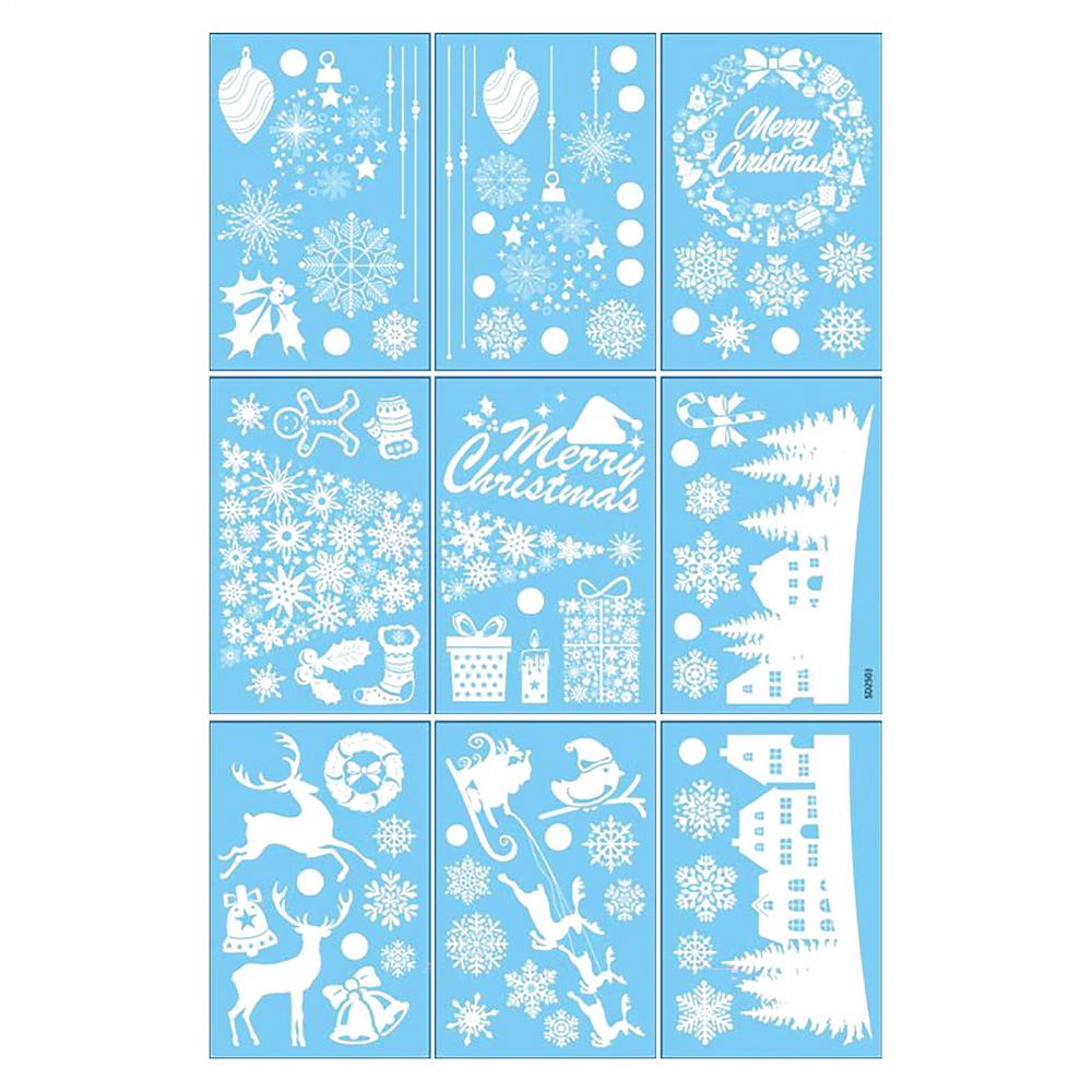 

9 Pieces Christmas Window Stickers Double-Sided Static Clings Decorations Santa Claus And Snowflake Decoration For Wall Door