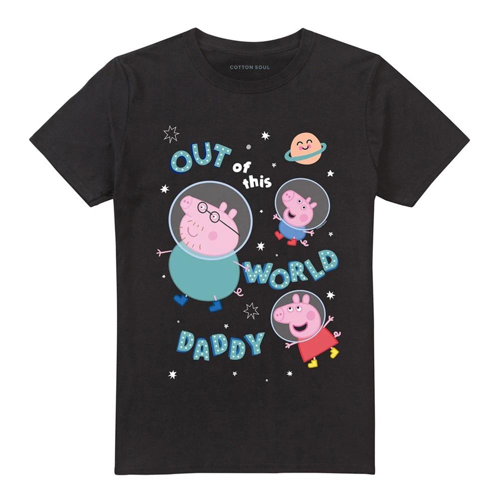 Peppa Pig Out Of This World Daddy Pig 100% Cotton T-shirt Mens Tees Top S-5XL, Black M