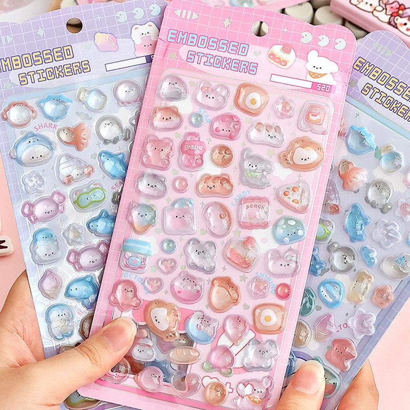 Creative 3D Relief Stickers Cartoon Diy Diary Stationery Stickers Funny  Decor Stickers Cute Aesthetic Stickers Gifts