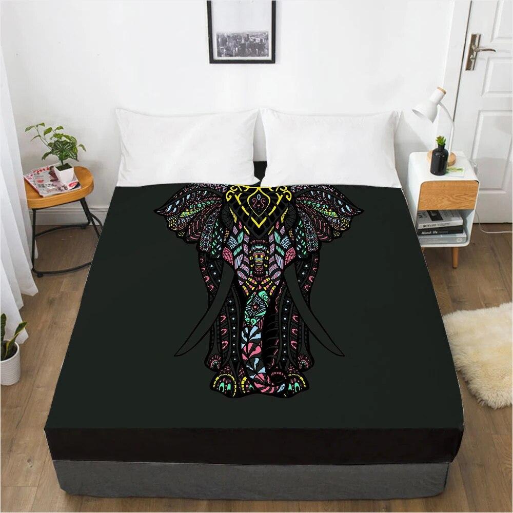 Customize Fitted Sheets Mattress Cover With Elastic Band 3D Bedsheet Linens 160x200 180x200 Bed Sheet Bedding Bohemia Wolf