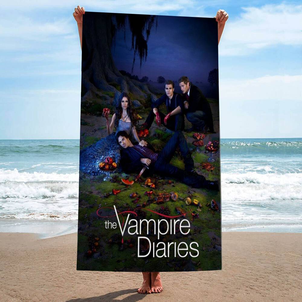 Klassischer Film The Vampire Diaries Mikrofaserdecke Schnelltrocknend Strandtücher Übergröße Druck Super Saugfähig
