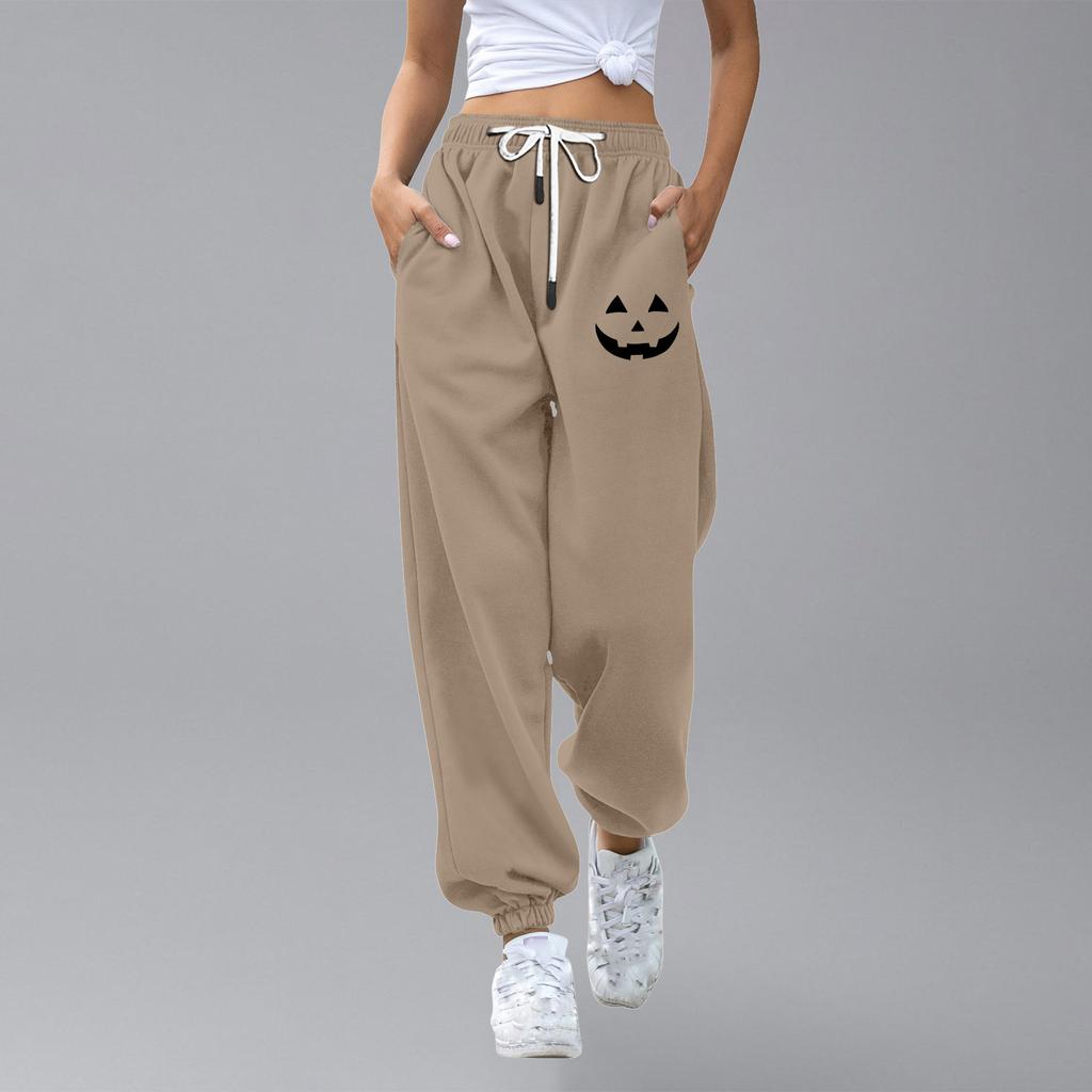 מכנסי טרנינג קז'ואל לילדים ספורט יום ליל כל הקדושים מודפס מגרדיאנט כיס שרוך