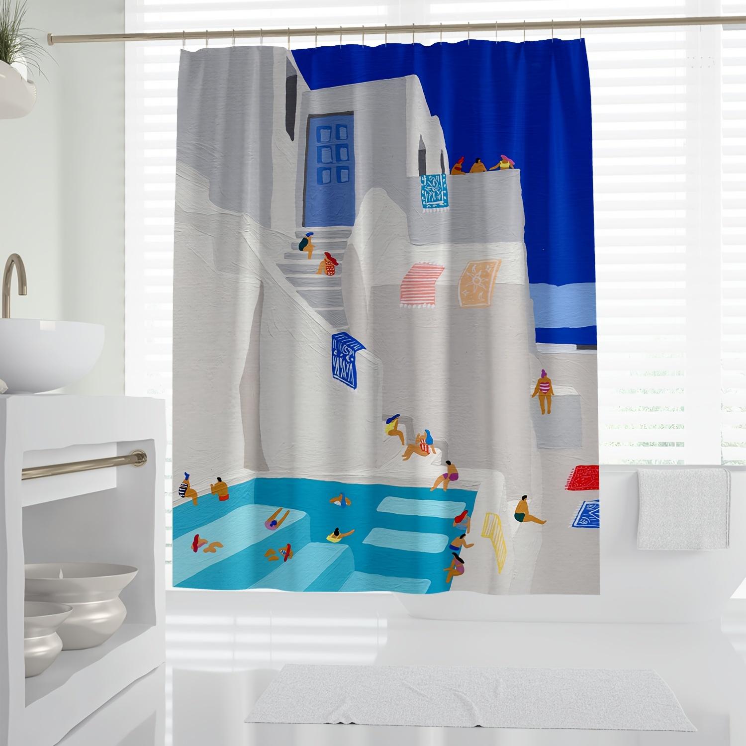 

1pc Modern Style Colorful Fashion Summer Party Digital Print Shower Curtain, Bathroom Decor, Waterproof Fabric 90x180cm35x71in