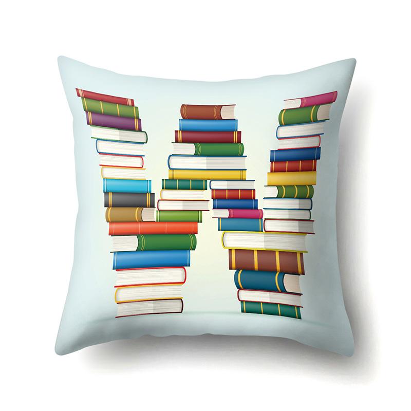 Polyester Pillowcase Car Decoration Home 26 English Letters Print Book Pillowcase