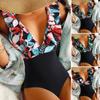 Women's Fashion Print One-Piece Sexy Ruffle Beach Bikini Swimsuit