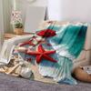 1pc Starfish Printing Lightweight Flannel Blanket, Comfortable and Warm Blanket, for Camping Sofa Bed and Couch Office, Suitable for Gift Bla