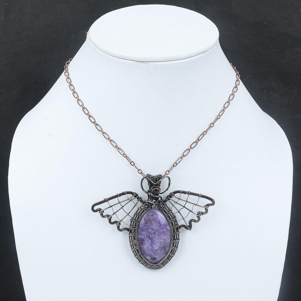 Lepidolite Copper Pendant Copper Wire Wrapped Pendant Beautiful Gemstone Jewelry Gift For Him Copper Wire Jewelry Handmade Butterfly Pendant