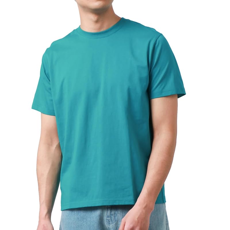 

[M.R.U.] T-shirt men s short sleeve Plain color 100% cotton organic cotton tee shirt emerald green M