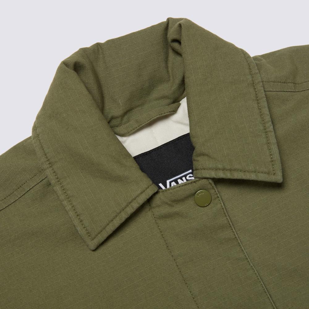 Vans Block By Block Tdc Tokyo Design Collective Coach Lapel Solid Color Comfortable Long Sleeve Jacket Women Jackets Olive VN000H2XAMB