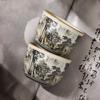 65ML Ru Kiln Ink Landscape Round Tripod Teacup, Personal High end Master's Cup, Single Cup, Opening, Nourishing Ceramic Tea Cup