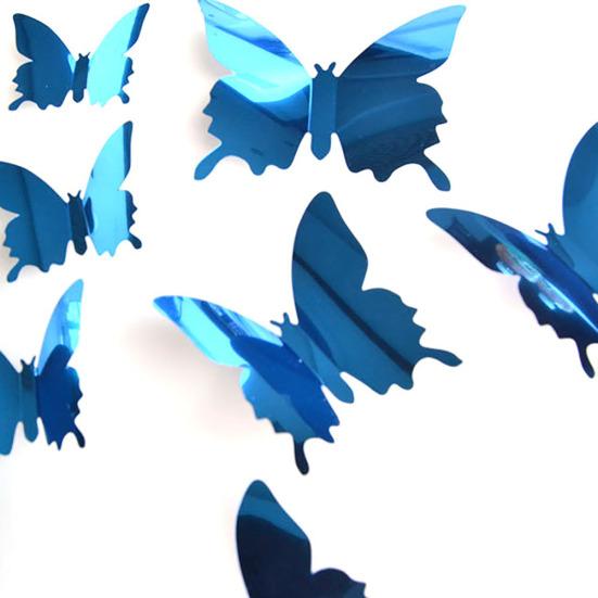12Pcs PVC Butterfly 3D Mirror Removable Wall Sticker Decal DIY Art Home Decor