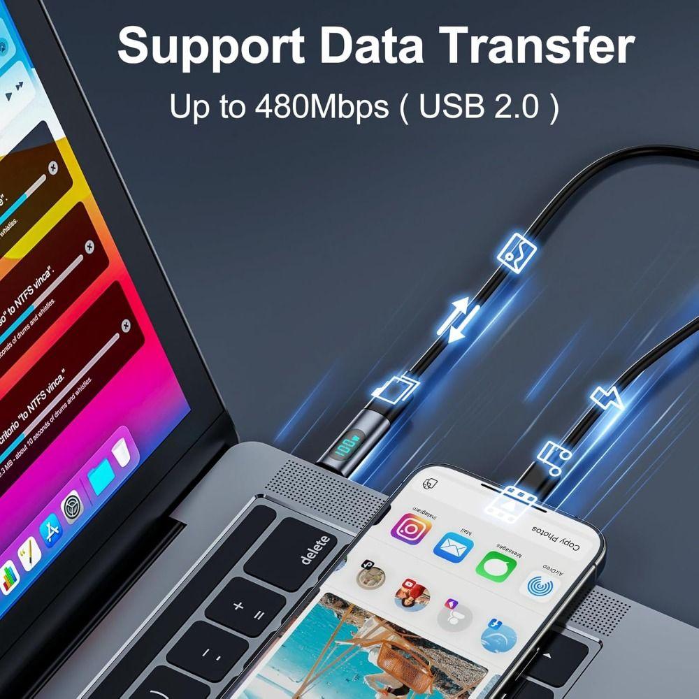 480Mbps Type-C Power Meter Digital Display OTG Converter Professional Cable Extender Laptop