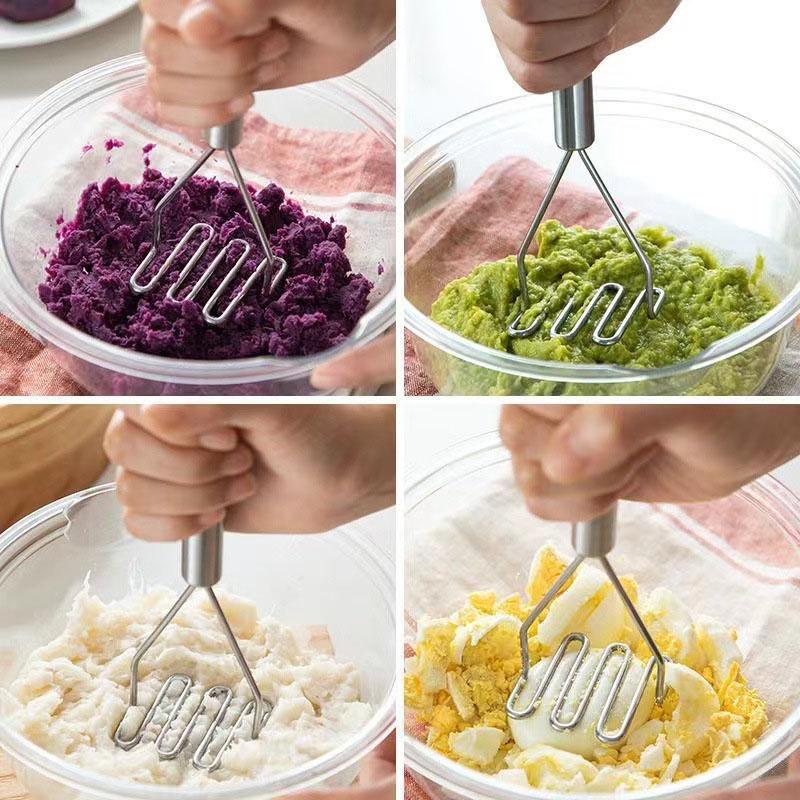 Wave-shaped Stainless Steel Potato Masher Kitchen Tool Potato Presser Crusher for Mashing Potatoes Food Crusher