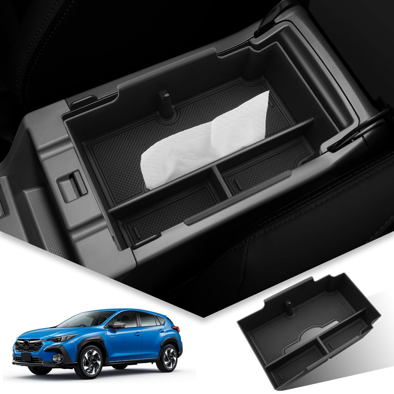 

BIBIBO Console Box for the New Subaru Crosstrek Crosstrek Accessory Console Storage Box for Small (GU Series) - Tray, Items, Non-Slip чёрный