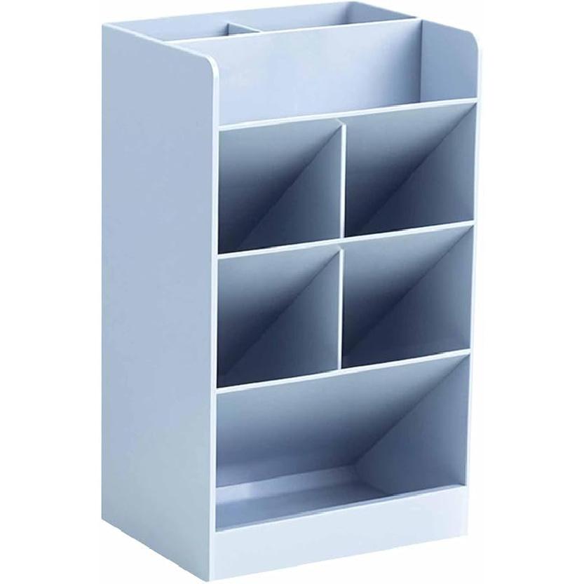 

Подставка для ручек Tissting 4,7 x 3,5 x 8 дюймов, пластиковый наклонный настольный органайзер для ручек с 5 отделениями, подставка для хранения карандашей и маркеров для школы, офиса(белый) синий