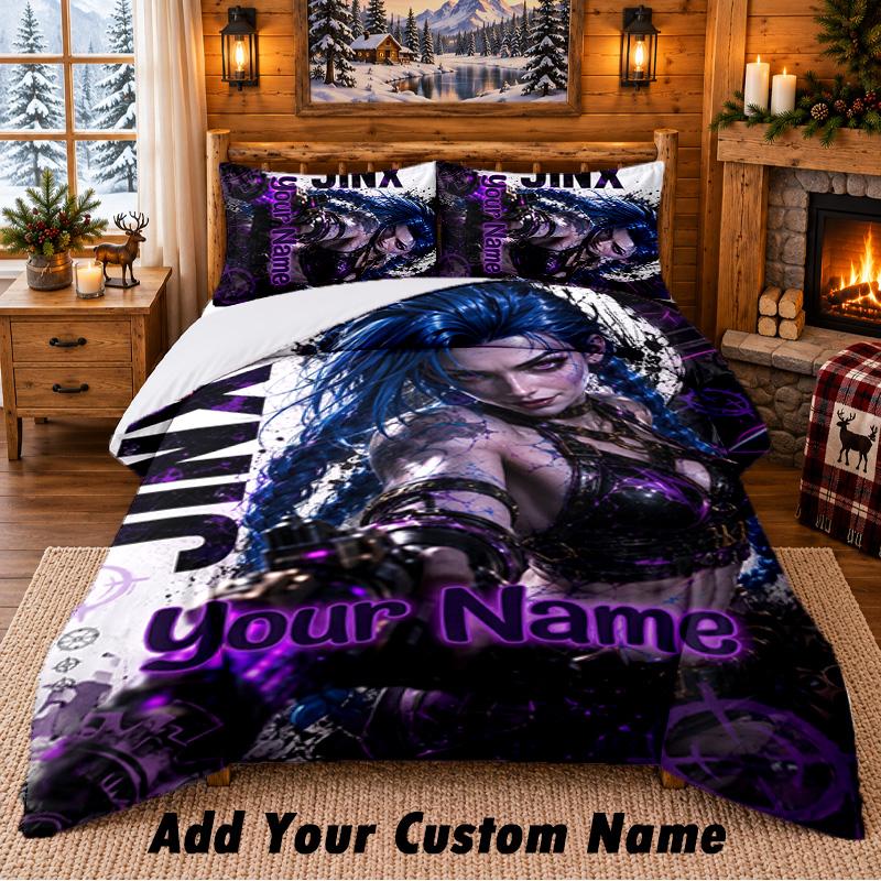 League of Legends Custom Name 3Pcs Bedding Set 1 Bed Sheet 2 Pillowcases Bedroom Home Decor