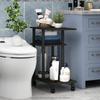 Furinno U-Shaped Side Table with Casters, Espresso/Black [Officially Imported from Japan]