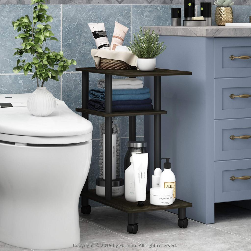 Furinno U-Shaped Side Table with Casters, Espresso/Black [Officially Imported from Japan]
