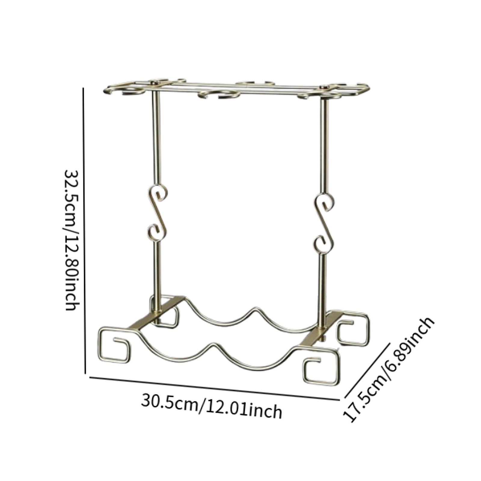 Freestanding Wine Glass Holder Countertop Goblet Storage Rack Hanging Cup Kitchen Organizer for Countertop Bar Dining Room
