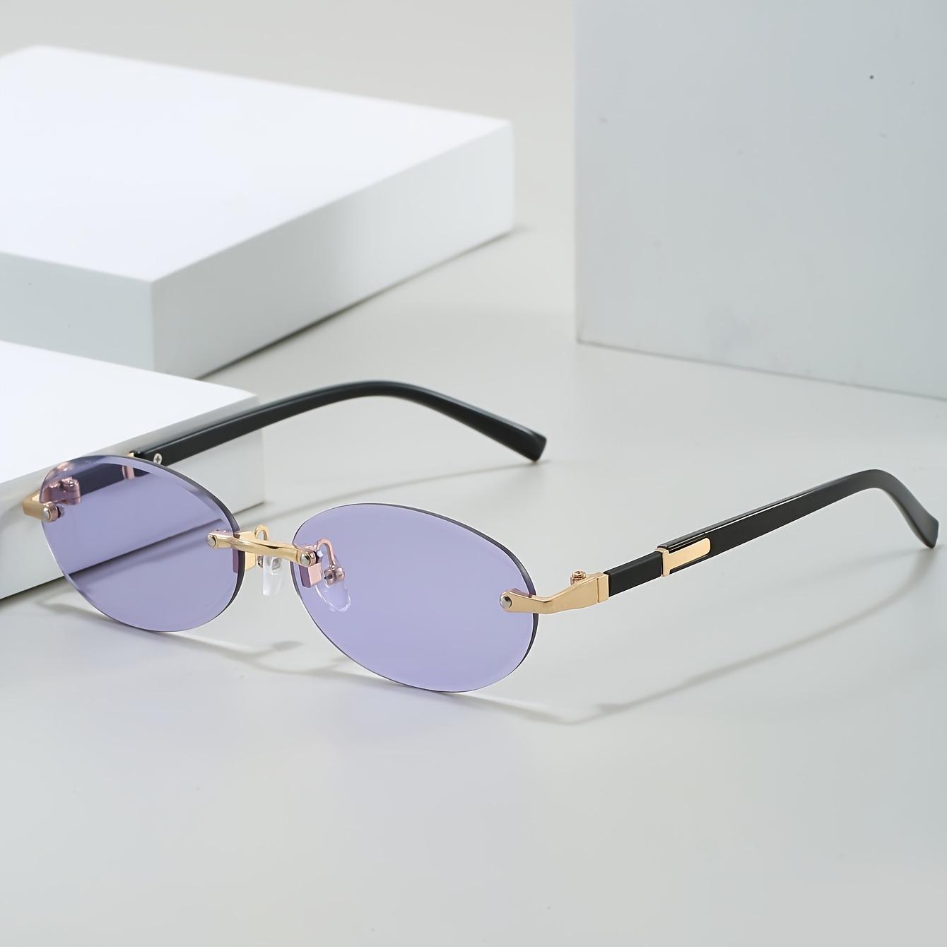 

Frameless Round Glasses for Both Men and Women - Oversized Black Lenses Lightweight and Modern Style Suitable for Casual Wear фиолетовый