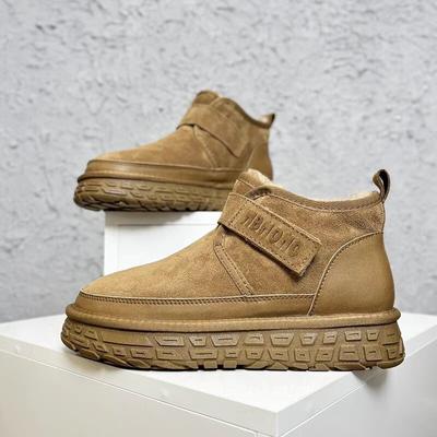 Bottines de Neige à Plateforme Cheville en Daim pour Femmes Chaussures Plates en Coton Peluche Hiver 2025 Tendance Chaussures Décontractées Chaudes Antidérapantes pour la Marche Botas Mujer