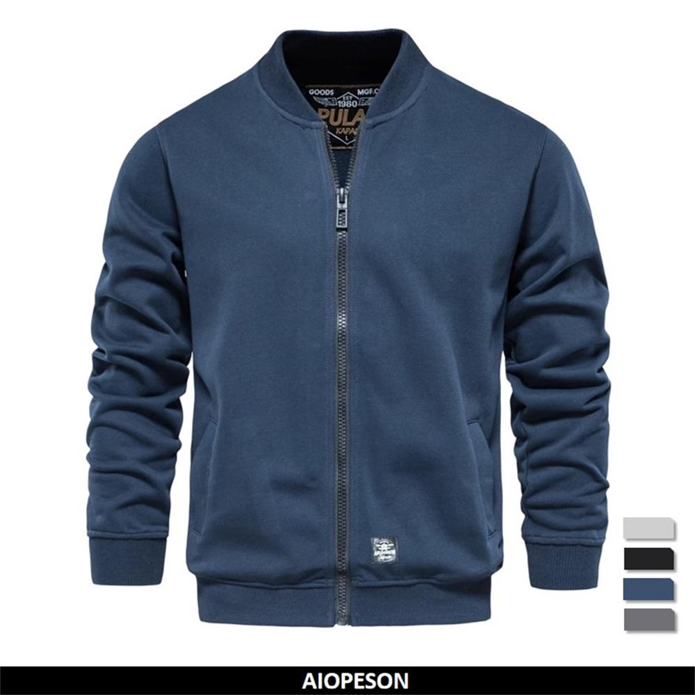

AIOPEOSN Мужские толстовки 2022 Сплошной цвет Хлопок Молния Бейсбольный воротник Slim Fit Пальто для мужчин Осень Уличная одежда Толстовка Кардиган Мужчина