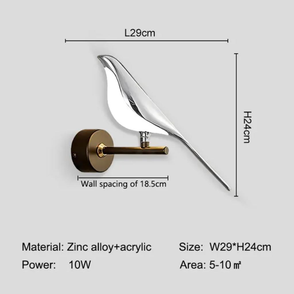 New Magpie Bird LED Wall Lamp Bedside Bedroom Rotation Indoor Wall Light Sconce AC85-265V