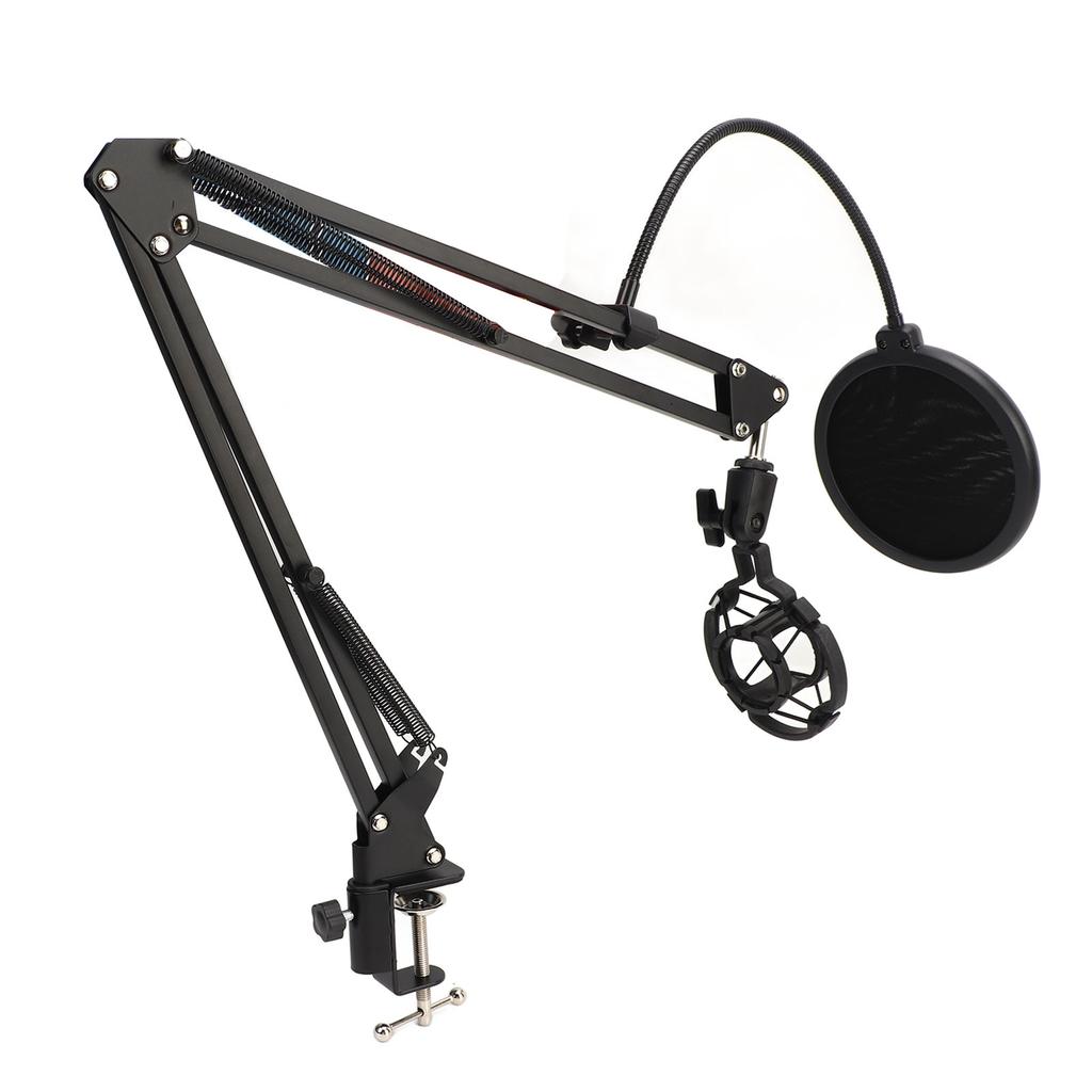 NB35 Microphone Stand Adjustable Mic Suspension Arm Stand with 3 8in To 5 8in Screw Adapter Clip Shock Mount