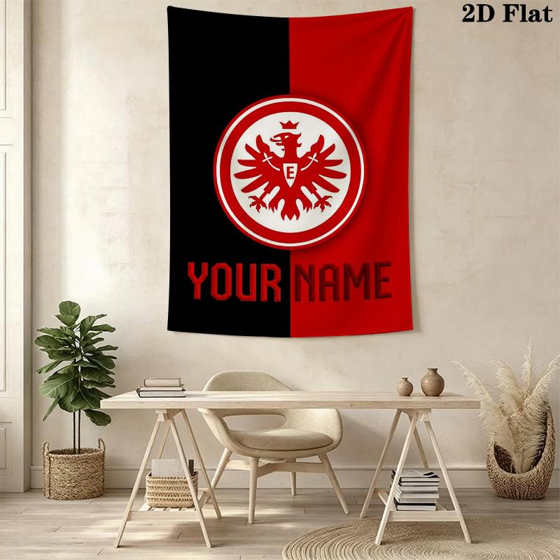 Tapisserie murale Eintracht Frankfurt avec nom personnalisé Accrochage mural esthétique Couverture en tissu imprimé Tapisseries décoratives pour chambre à coucher salon Décoration de maison