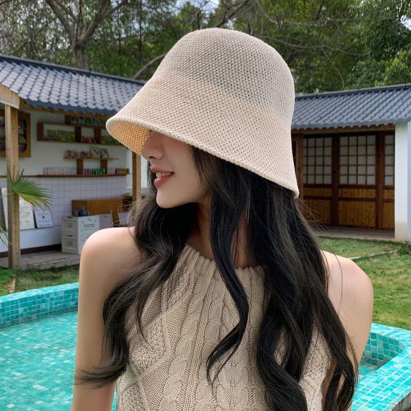 Women's Fashion Mesh Breathable Sun Protection Hat Summer Face-Covering Sunshade Hat Travel Beach Sun Bucket Hat