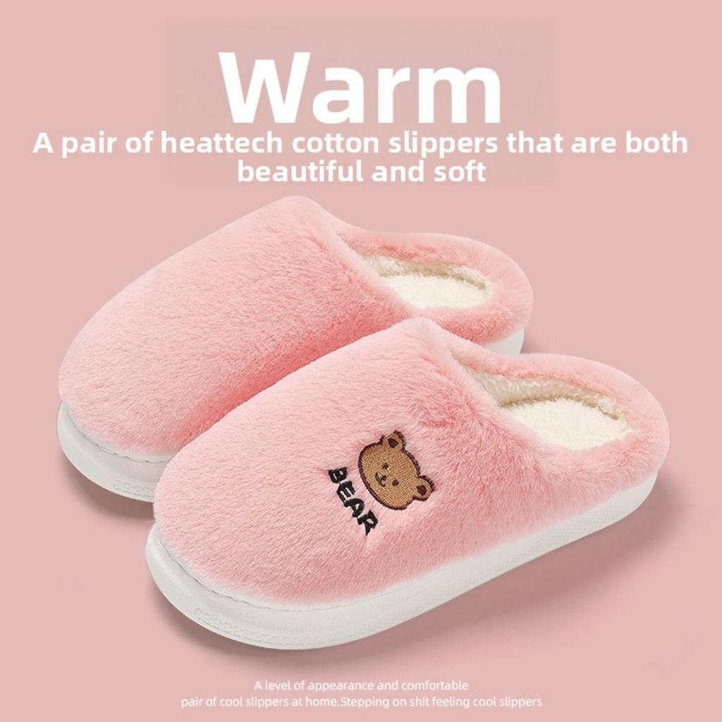 Home Furry Slippers for Women In Winter Cartoon Cute Fur Slippers for Men In Winter Home Furry Warm Cotton Slippers for Men