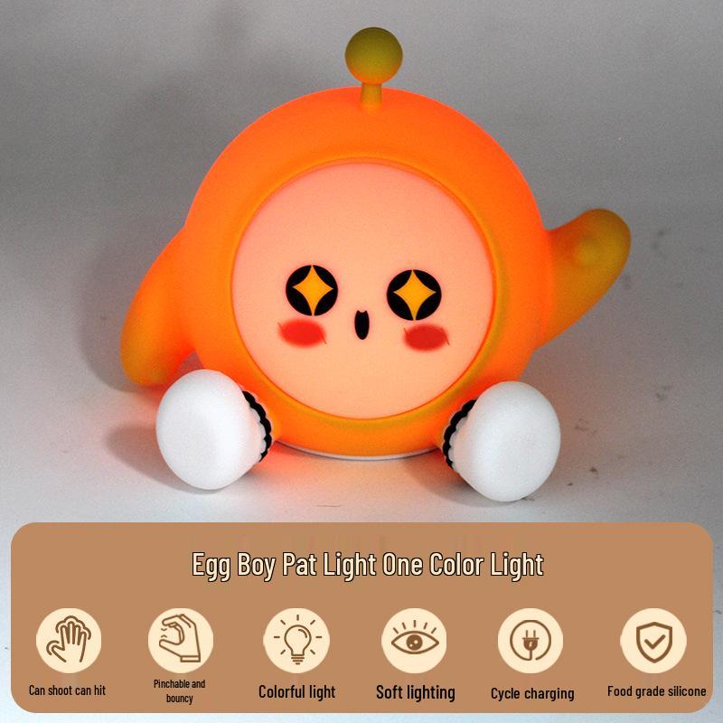 

Silicone Egg Party Night Light: Cute Cartoon Bedroom Atmosphere Lamp for Kids Birthday 1W (In Stock/Data Cable + Color Box)