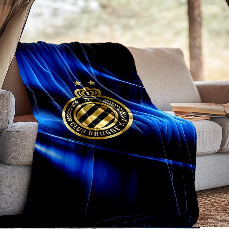 Coperta con Stemma FC Brugge Leggera Ideale per Letto Perfetta per Viaggi, Campeggio, Soggiorni, Uffici, Divani, Regalo di Natale per tifosi