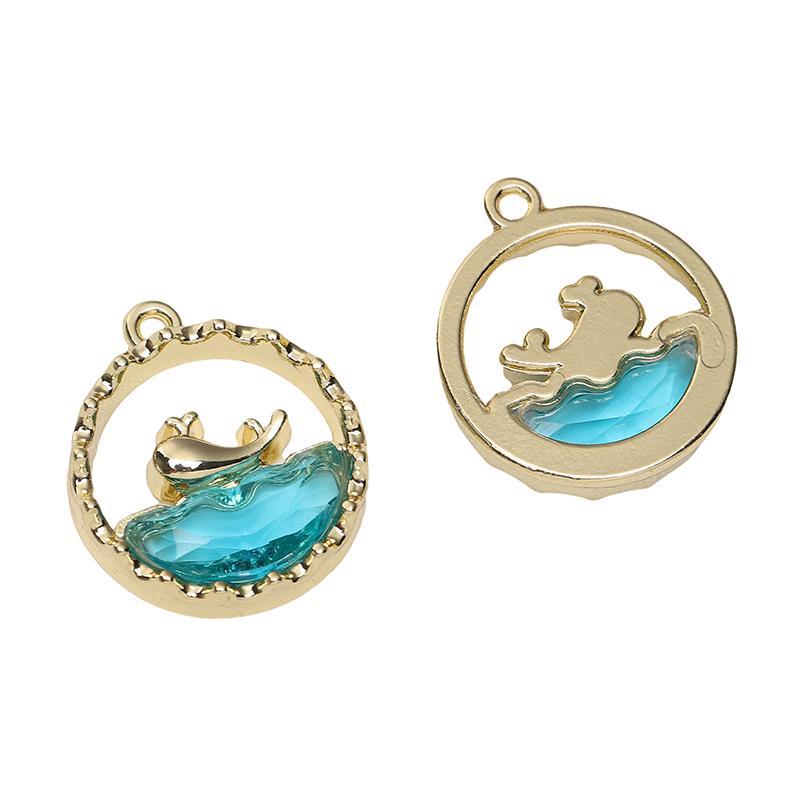 1pc/bag Alloy Inlaid Glass Pendant DIY Bracelet Necklace Earrings Jewelry Accessories