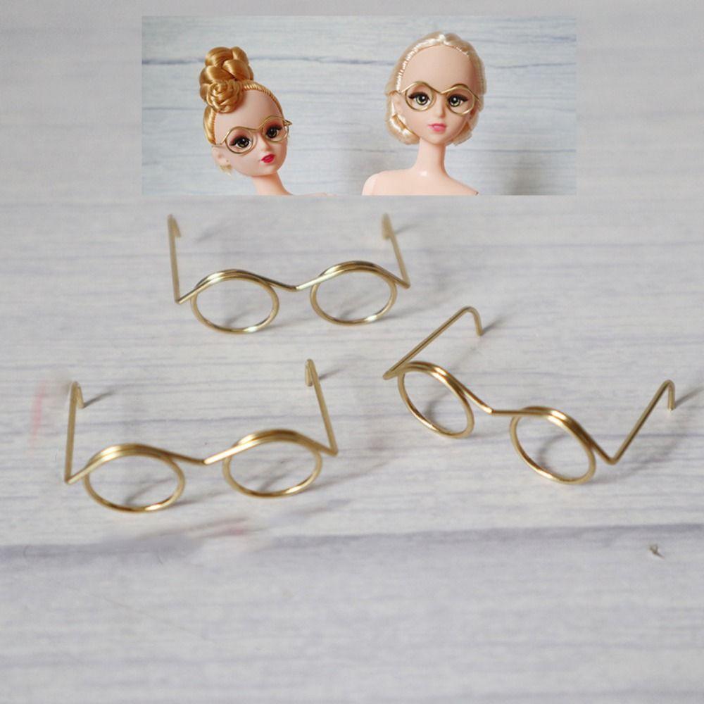 5PCS Metal Miniature Doll Eyewear Black Frame Frame Lensless Miniature Eyewear  DIY Matching