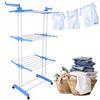 4 Tier Folding Drying Rack Clothing Clothes Horses Rack W/ 4 Drying Poles and Two Side Wings Stainless Steel Laundry Drying Rack