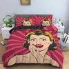 Cartoon Girls Duvet Cover Cute Lipstick Fashion Theme for Women Gifts for Bedroom Decorations with Pillowcase Queen King Size