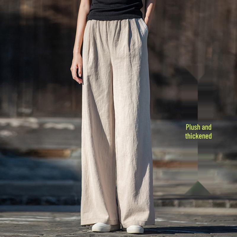 Damen Weite Baumwoll-Leinenhose Herbst 2025: Künstlerisch, Lässig, Vielseitig