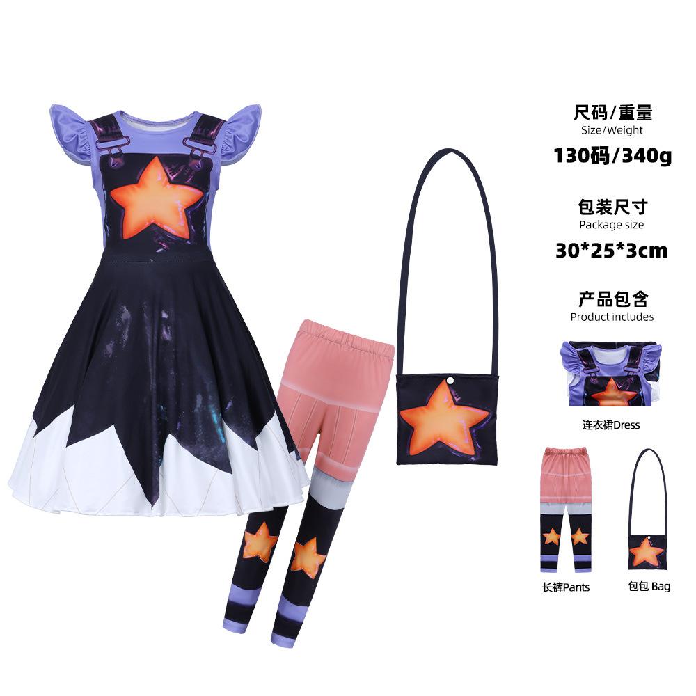 Poppy's Playtime Lily Flying Sleeves Cos Skirt Girls Party Dress Performance Dress