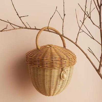 Panier en rotin tressé en forme de gland bohème, sac de rangement portable, panier de pique-nique, organisateur d'articles divers pour accessoires de photographie