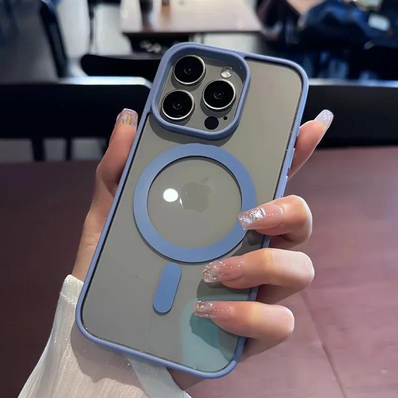 Luxury For Magsafe Transparent Case For iPhone 17 16 11 12 13 14 15 Pro Max Plus Mini Magnet Shockproof Clear Bumper Cover