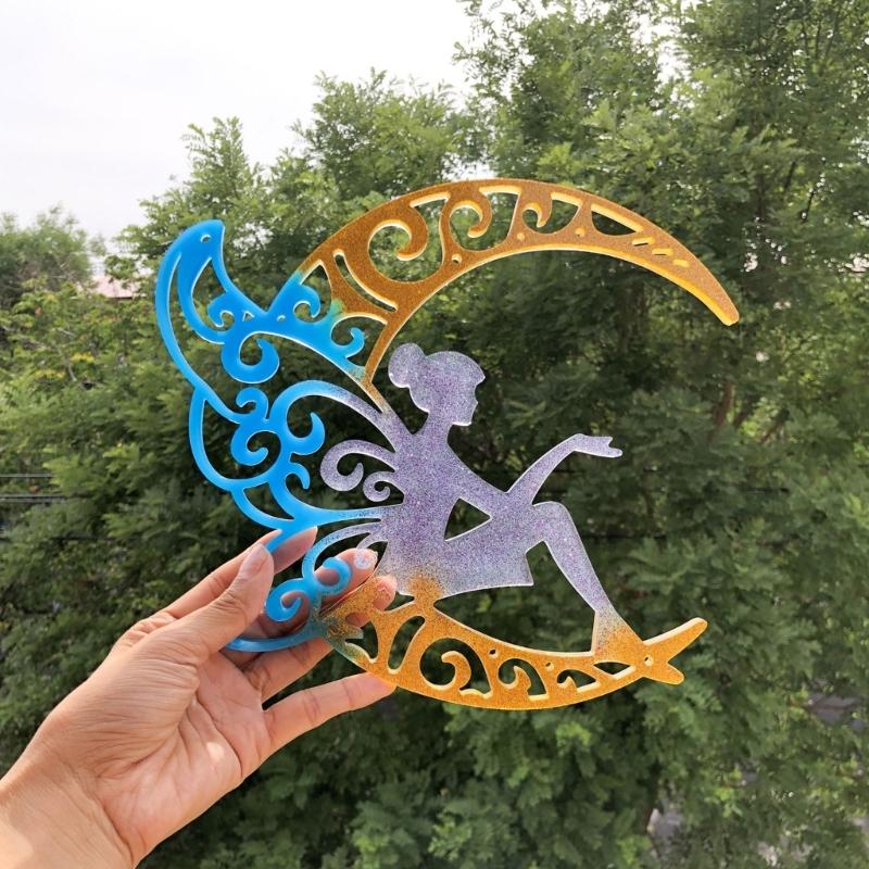 Silicone Wall Hanging Molds Epoxy Resin Craft Molds Moon Butterfly Girl Theme Home Decors Crafting Supplies for Crafting