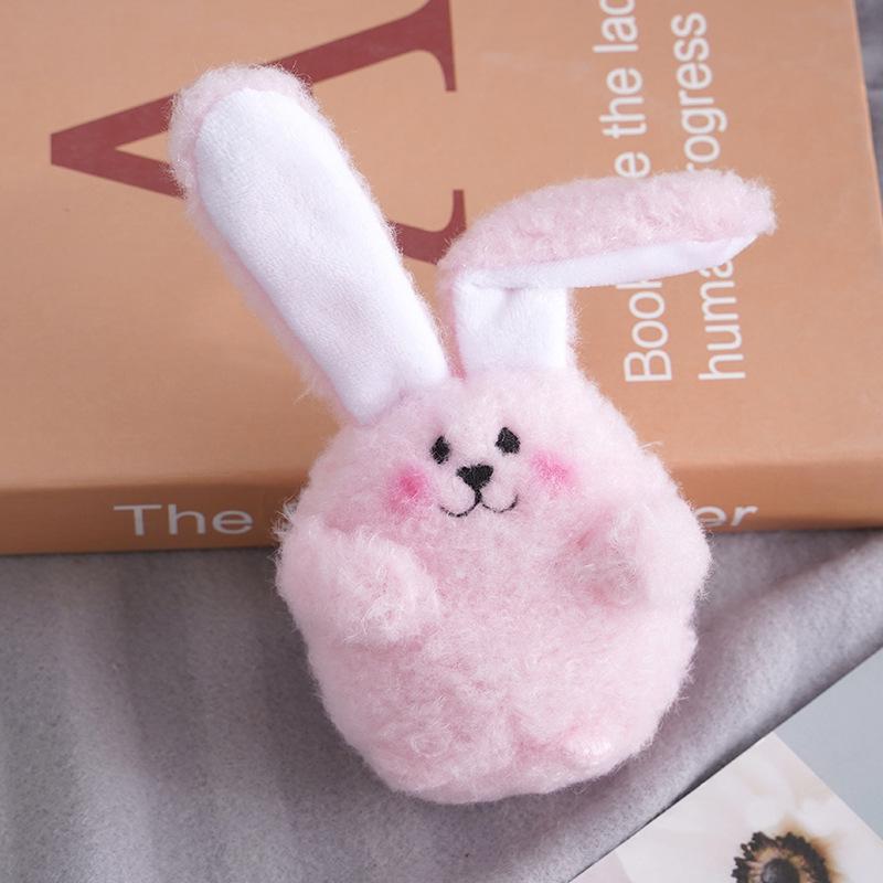 Adorable Pink Longeared Bunny Keychain Plush Toy Cute Animal Pendant