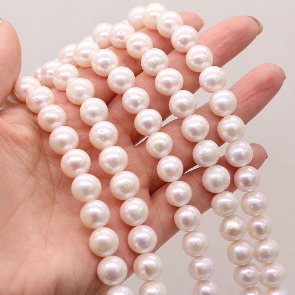 1String, Subcircle Natural Freshwater Pearls, 10-11mm White Pearl Beads for Jewelry Making DIY Crafts, Birthday Wedding Gifts, 36cm