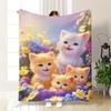 Cute Cat Flannel Digital Print Blanket Sofa Blanket Office Nap Blanket