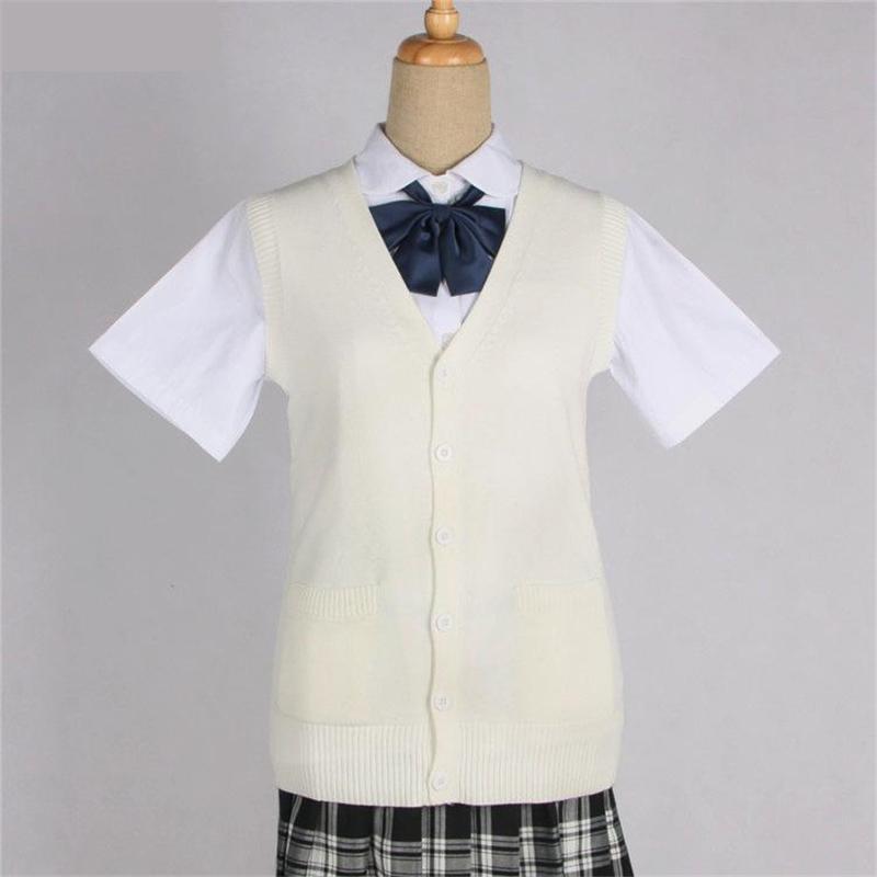 Japanese Girl College Students Sweater Waistcoat V-neck JK Uniform Knitted Cardigan Vest Campus Spring And Autumn Daily Clothes