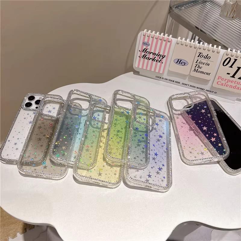 Double-Sided Gradient Star Diamond Phone Case for iPhone 16/17 Pro Max