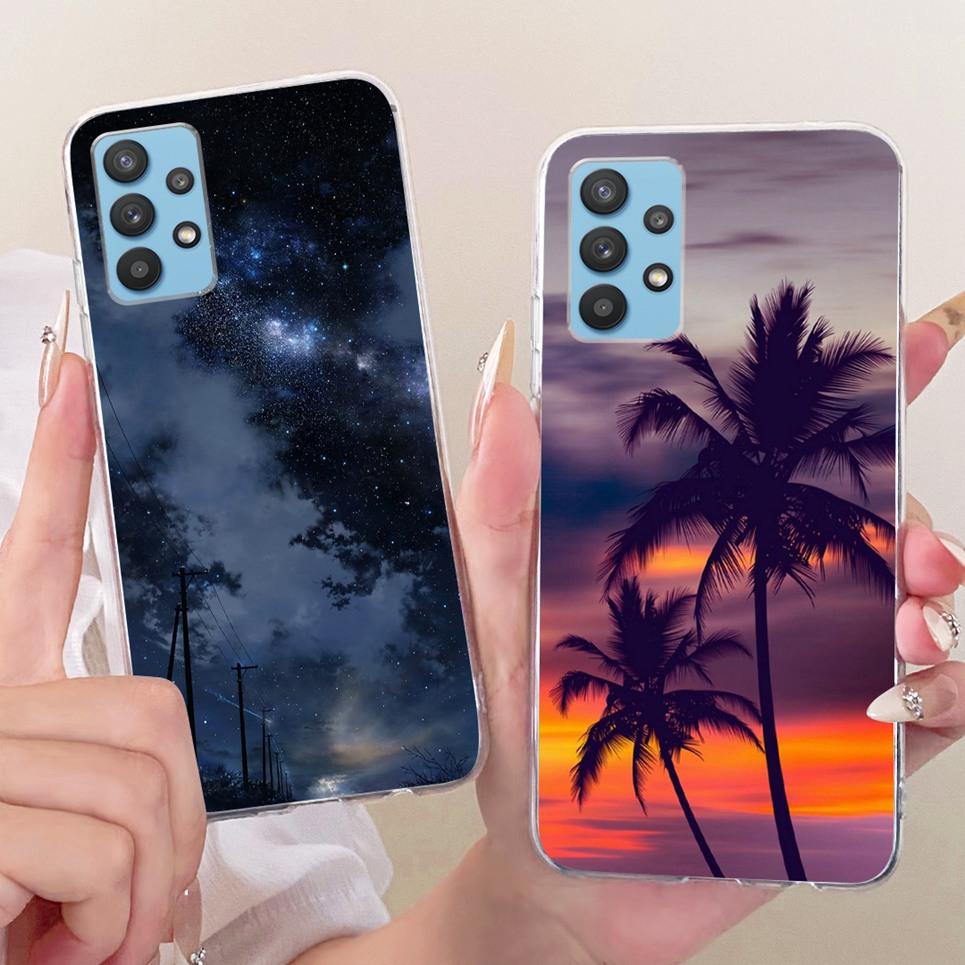 Cartoon Katze Drache Tiere Malerei Hülle für Samsung Galaxy A32 A33 5G 4G Rückseite Transparent Weiches TPU Silikon Handyhülle